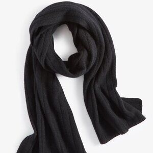 New NWT Charter Club 100% CASHMERE Black Scarf, Ribbed, Warm, Luxury Great Gift